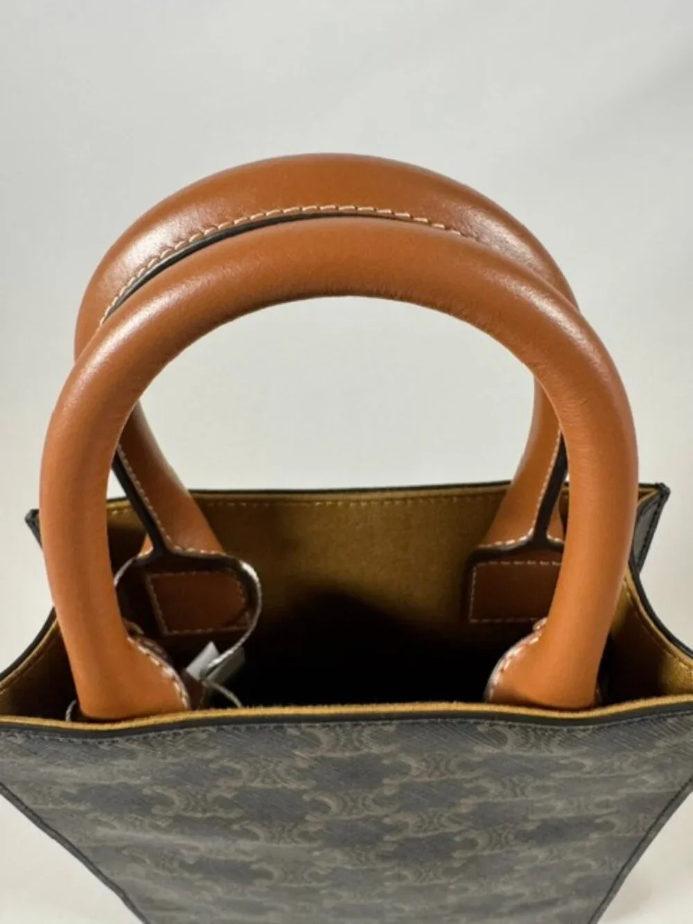Celine Triomphe Vertical Cabas Mini Tote - Tan & Brown - Excellent Condition